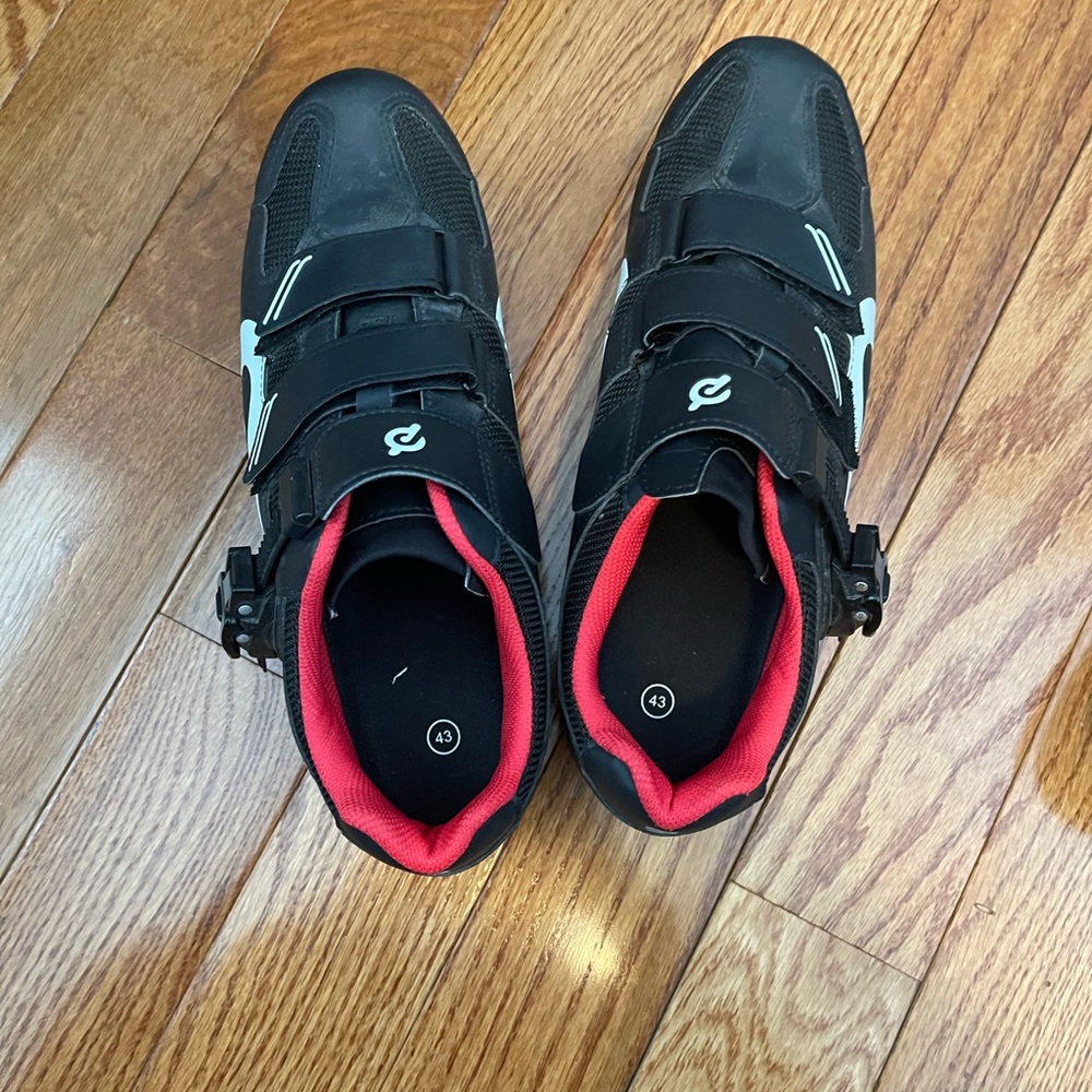Peloton Black and Red Athletic Shoes with Velcro Straps